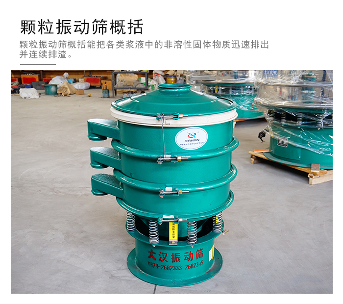顆粒式振動篩是針對顆粒狀物料進行研發的，由于顆粒的形狀有很多的不同所以，廠家在清網裝置方面進行提升效率。